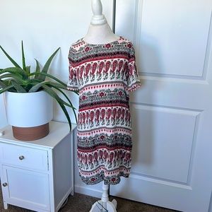 Women’s red, white and black paisley sheath dress